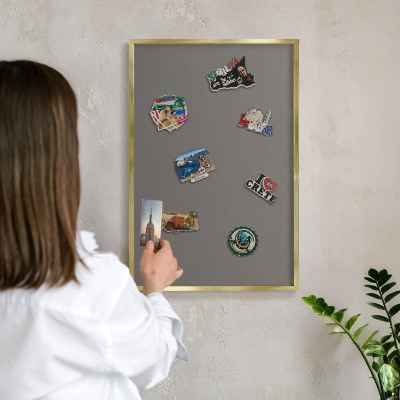 Magnetic board for magnets in a gold frame Dark gray