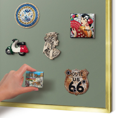 Metal magnet board with a gold frame Dark sage