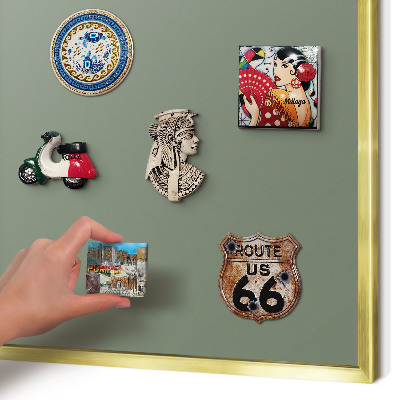Metal magnet board with a gold frame Dark sage