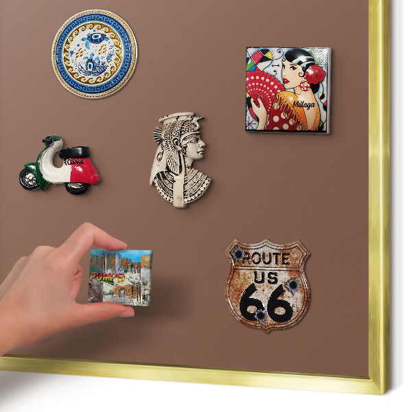 Magnetic board for magnets in a gold frame Brown color