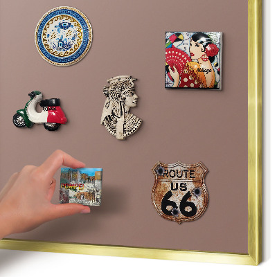 Magnetic board for magnets in a gold frame Pastel brown