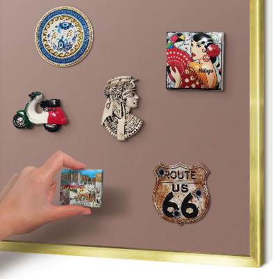 Magnetic board for magnets in a gold frame Pastel brown