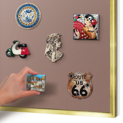 Magnetic board for magnets in a gold frame Pastel brown