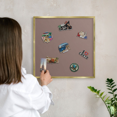 Magnetic board for magnets in a gold frame Pastel brown
