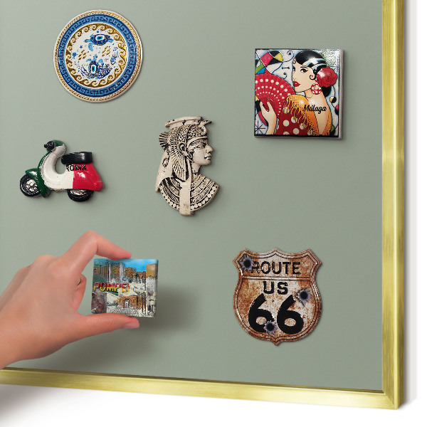 Metal magnet board with a gold frame Sage