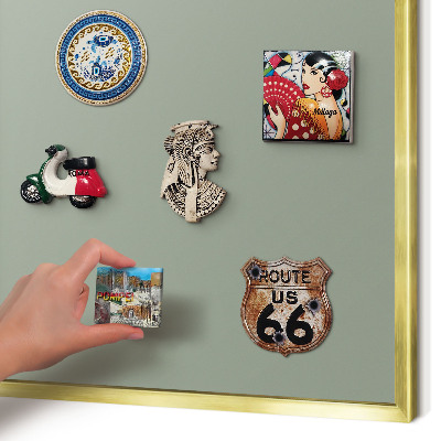 Metal magnet board with a gold frame Sage