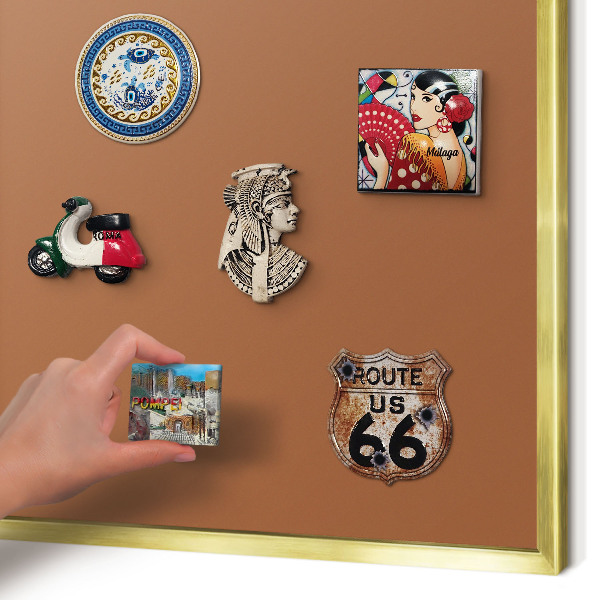 Magnetic board for magnets in a gold frame Dark orange