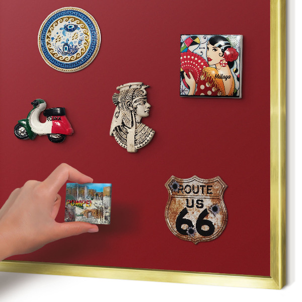 Magnetic board for magnets in a gold frame Vivid burgundy