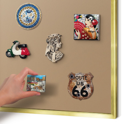 Magnetic board for magnets in a gold frame Warm light brown