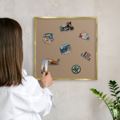 Magnetic board for magnets in a gold frame Warm light brown