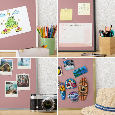 Metal magnet board with a gold frame Pastel dusty pink