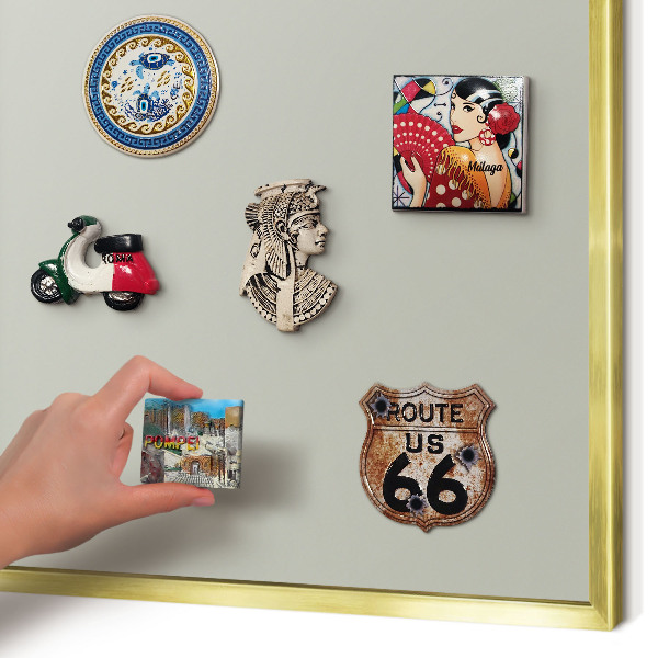Magnetic board for magnets in a gold frame Warm gray