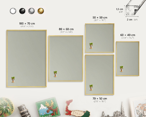 Magnetic board for magnets in a gold frame Warm gray