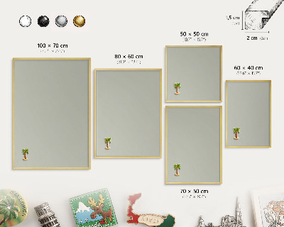 Magnetic board for magnets in a gold frame Warm gray