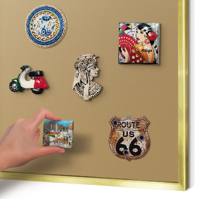 Magnetic board for magnets in a gold frame Brown color