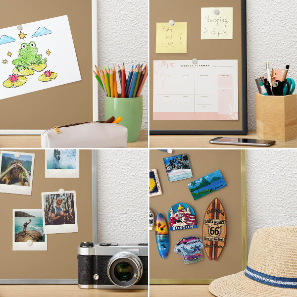 Magnetic board for magnets in a gold frame Brown color