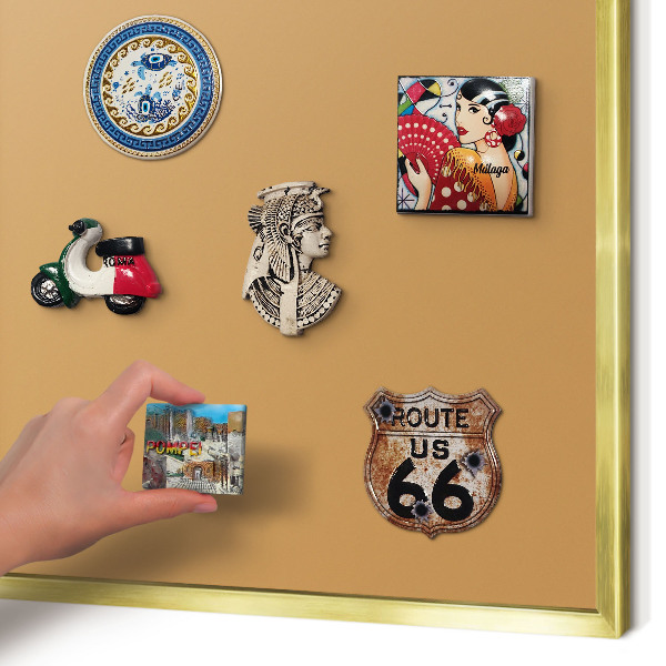 Metal magnet board with a gold frame Dull orange