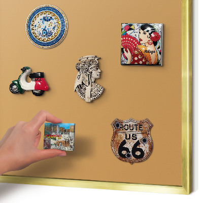 Metal magnet board with a gold frame Dull orange