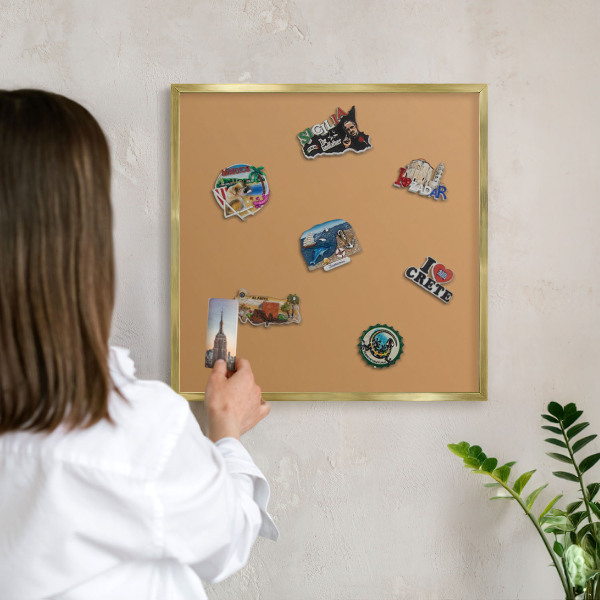 Metal magnet board with a gold frame Dull orange
