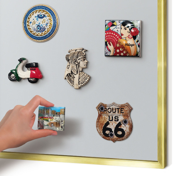 Magnetic board for magnets in a gold frame Light gray