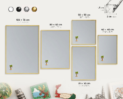 Magnetic board for magnets in a gold frame Light gray