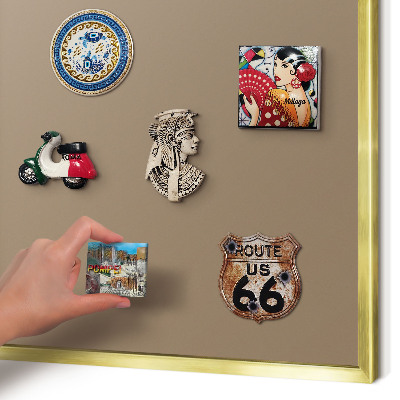 Metal magnet board with a gold frame Neutral brown