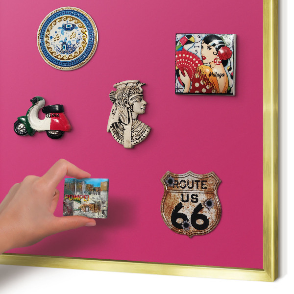 Magnetic board for magnets in a gold frame Intense pink