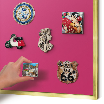 Magnetic board for magnets in a gold frame Intense pink