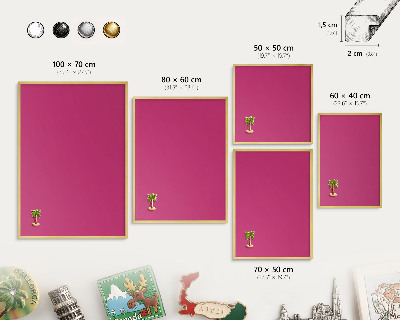 Magnetic board for magnets in a gold frame Intense pink