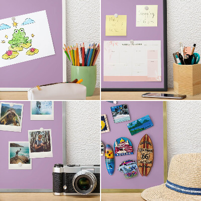 Metal magnet board with a gold frame Light purple