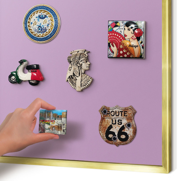 Metal magnet board with a gold frame Light purple