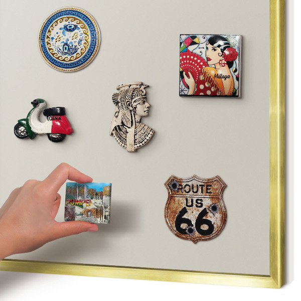 Magnetic board for magnets in a gold frame Warm stone