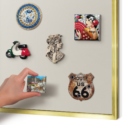 Magnetic board for magnets in a gold frame Warm stone