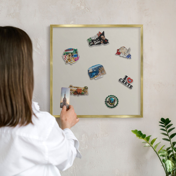 Magnetic board for magnets in a gold frame Warm stone