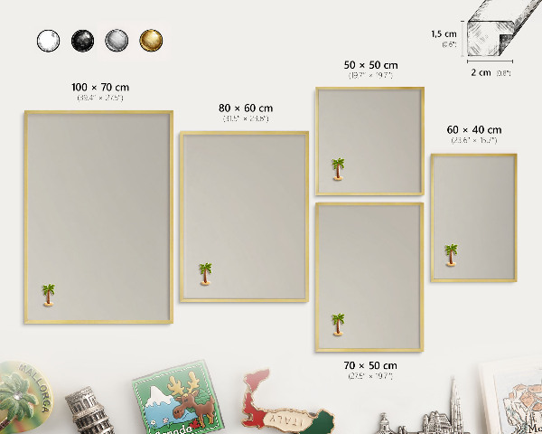 Magnetic board for magnets in a gold frame Warm stone