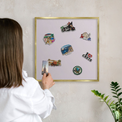 Magnetic board for magnets in a gold frame Light lilac