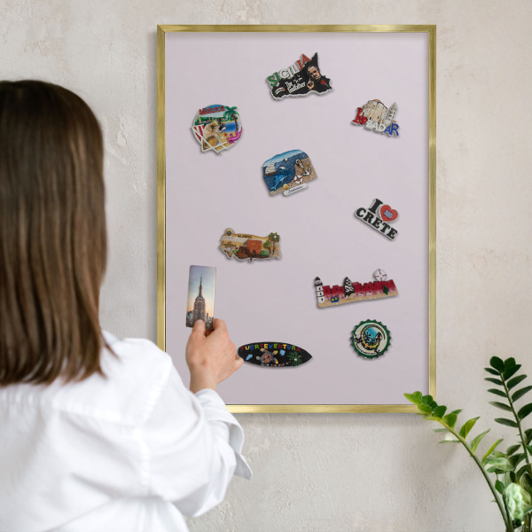 Magnetic board for magnets in a gold frame Light lilac