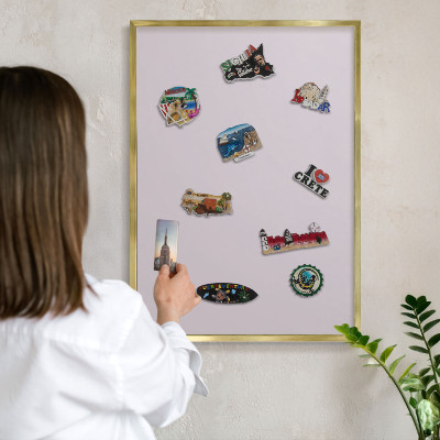 Magnetic board for magnets in a gold frame Light lilac
