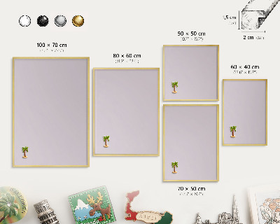 Magnetic board for magnets in a gold frame Light lilac