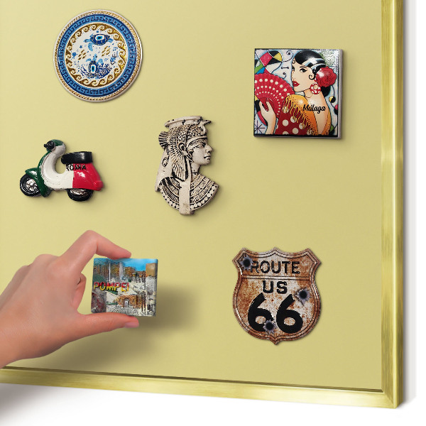 Magnetic board for magnets in a gold frame Vintage yellow