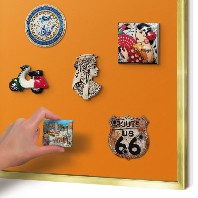 Metal magnet board with a gold frame Strong orange