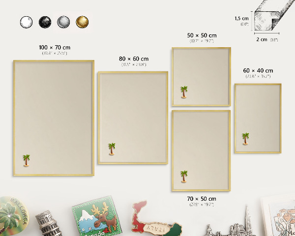 Magnetic board for magnets in a gold frame Light stone