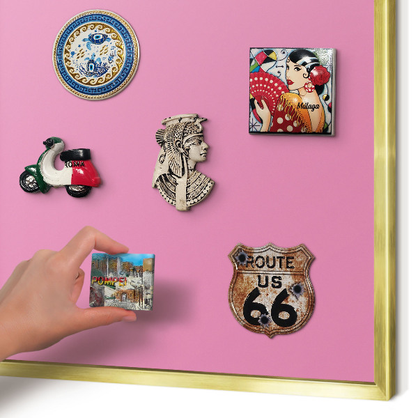 Magnetic board for magnets in a gold frame Cool pink