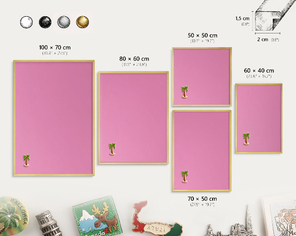Magnetic board for magnets in a gold frame Cool pink