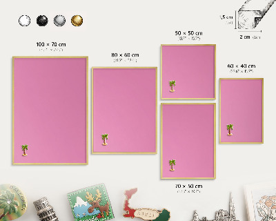 Magnetic board for magnets in a gold frame Cool pink