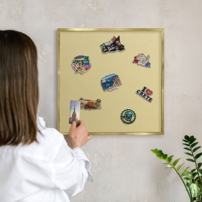 Magnetic board for magnets in a gold frame Beige-yellow