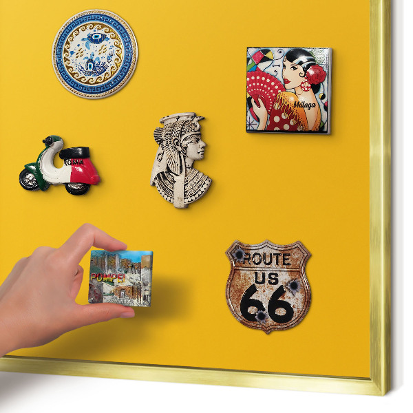 Metal magnet board with a gold frame Vivid orange