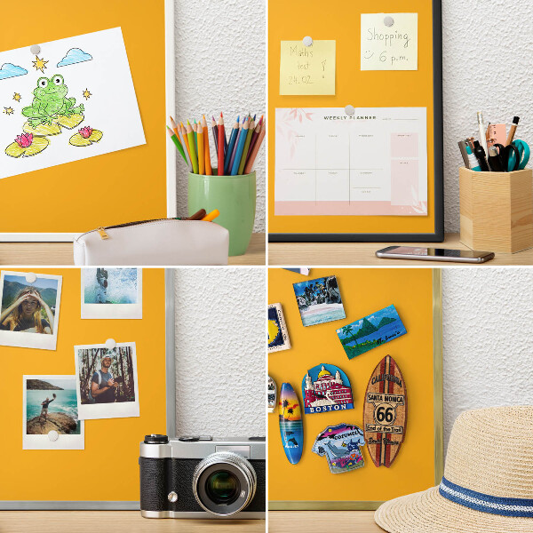 Metal magnet board with a gold frame Vivid orange