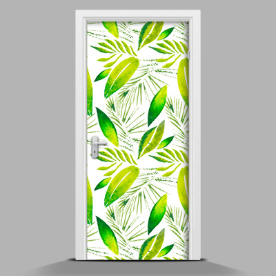 Self adhesive door sticker Green leaves