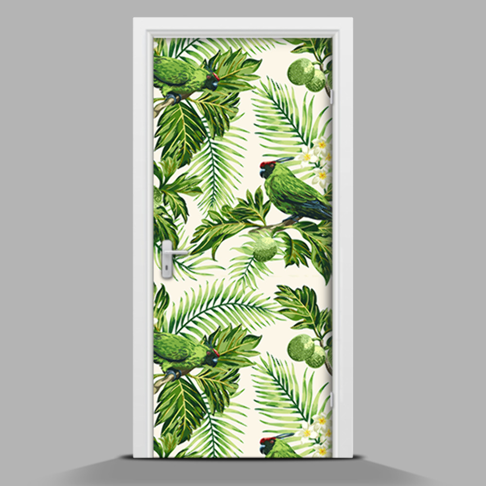Self adhesive door sticker Tropical flowers